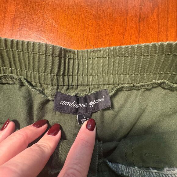 Ambiance Apparel Green Elastic Waist Pants Size Large - Picture 2 of 5